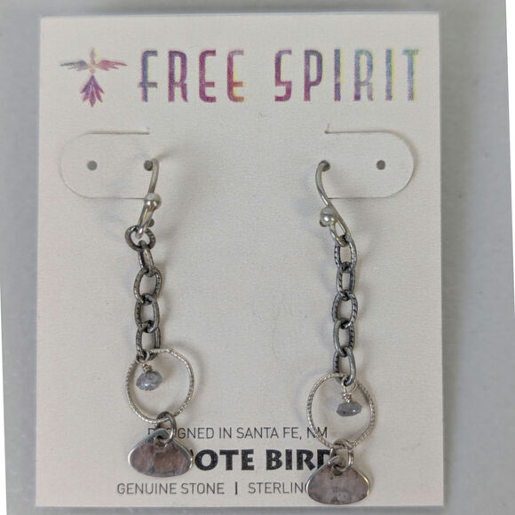 Peyote Bird Sterling Silver Drop Earrings Dangle Chain Boho Hippie Western NWT